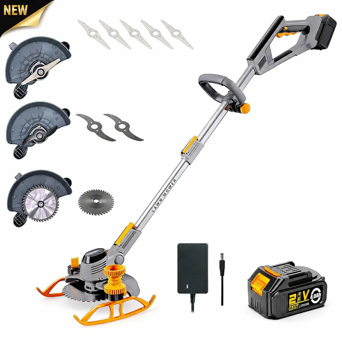 2026 Upgraded Cordless Grass Trimmer with 3 Cutting Heads