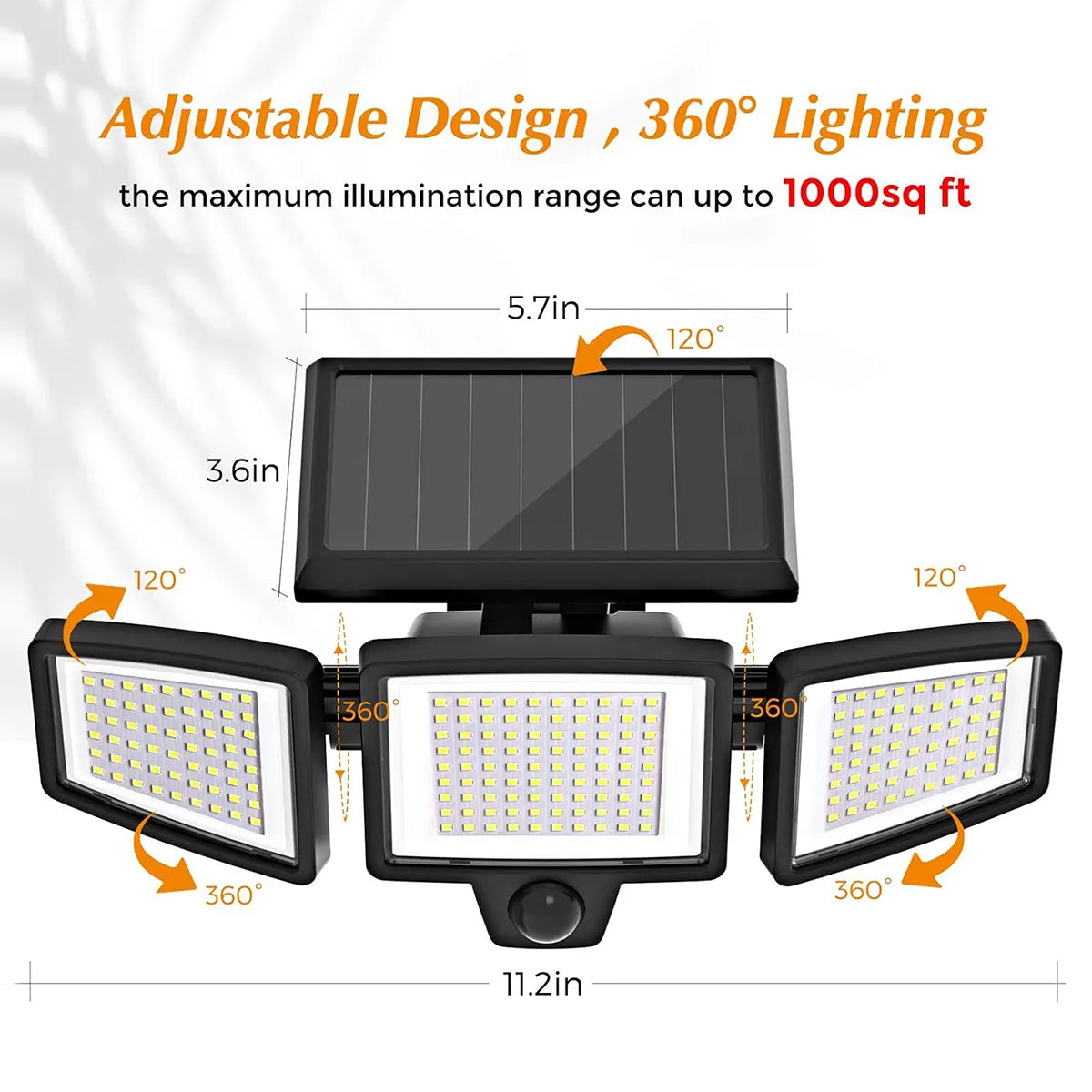 Outdoor Solar 3 Heads Led Wall Lamp Street Lights