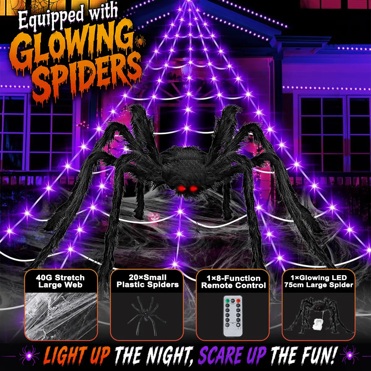 Halloween Sellers Halloween glowing spider web lights