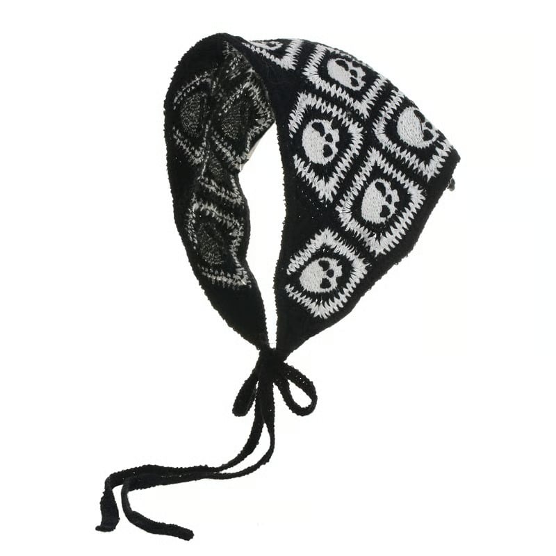 Halloween Spider Web Knit Headscarf