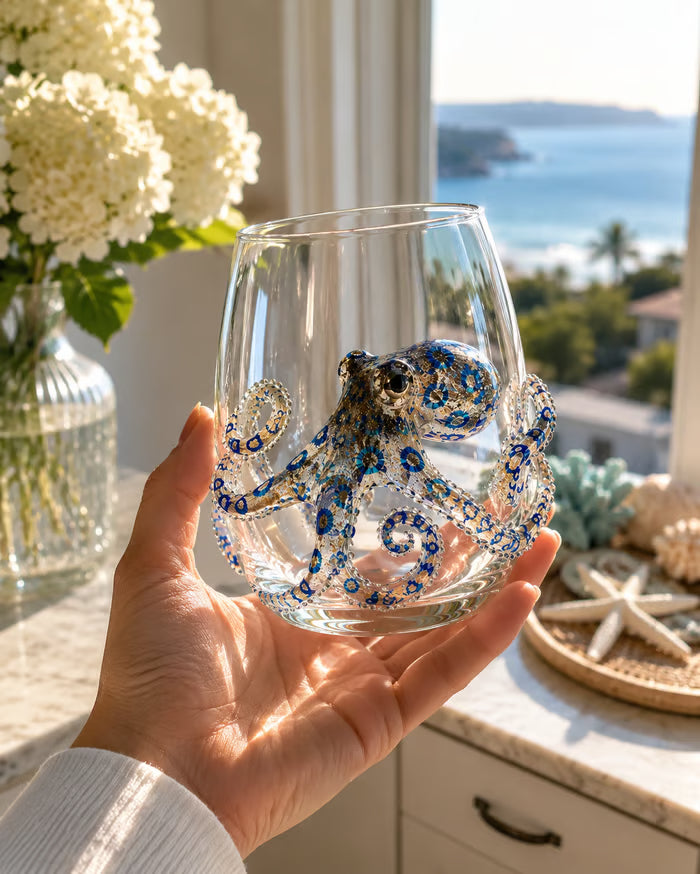 Blue Ringed Octopus Handcrafted Glassware