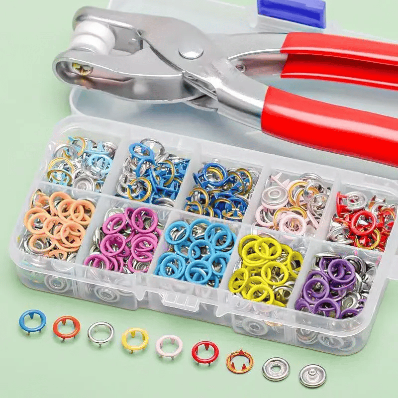 100 pcs Invisible Colored Metal Buckle & Manual Pressure Pliers Kit