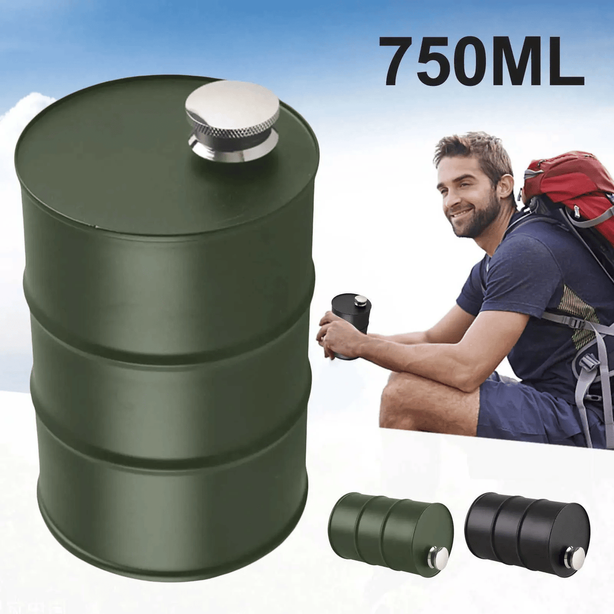 350ml/750ml Oil Drum Anti-rust Leak-proof No Odor Portable Wine Storage Food Grade Camping Whisky Flagon Wine Jug