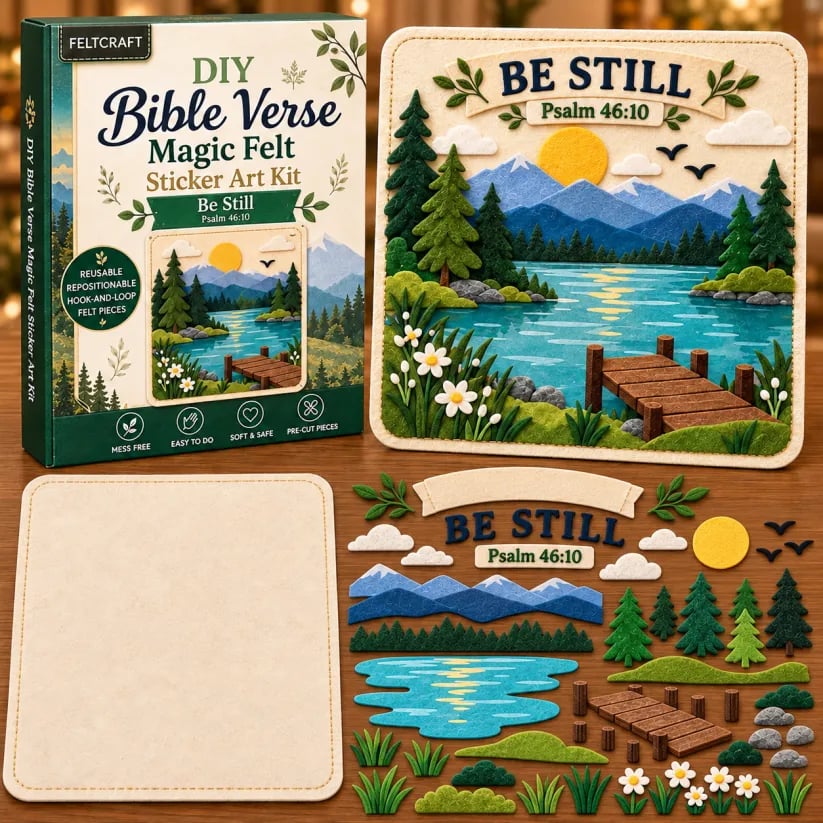 Bible Verse Magic Felt Sticker Art DIY Kit 6 Faith-Inspired Designs