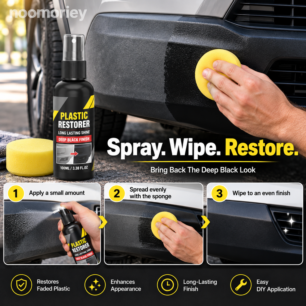 Plastic Trim Restorer Deep Black Finish & Easy DIY Care