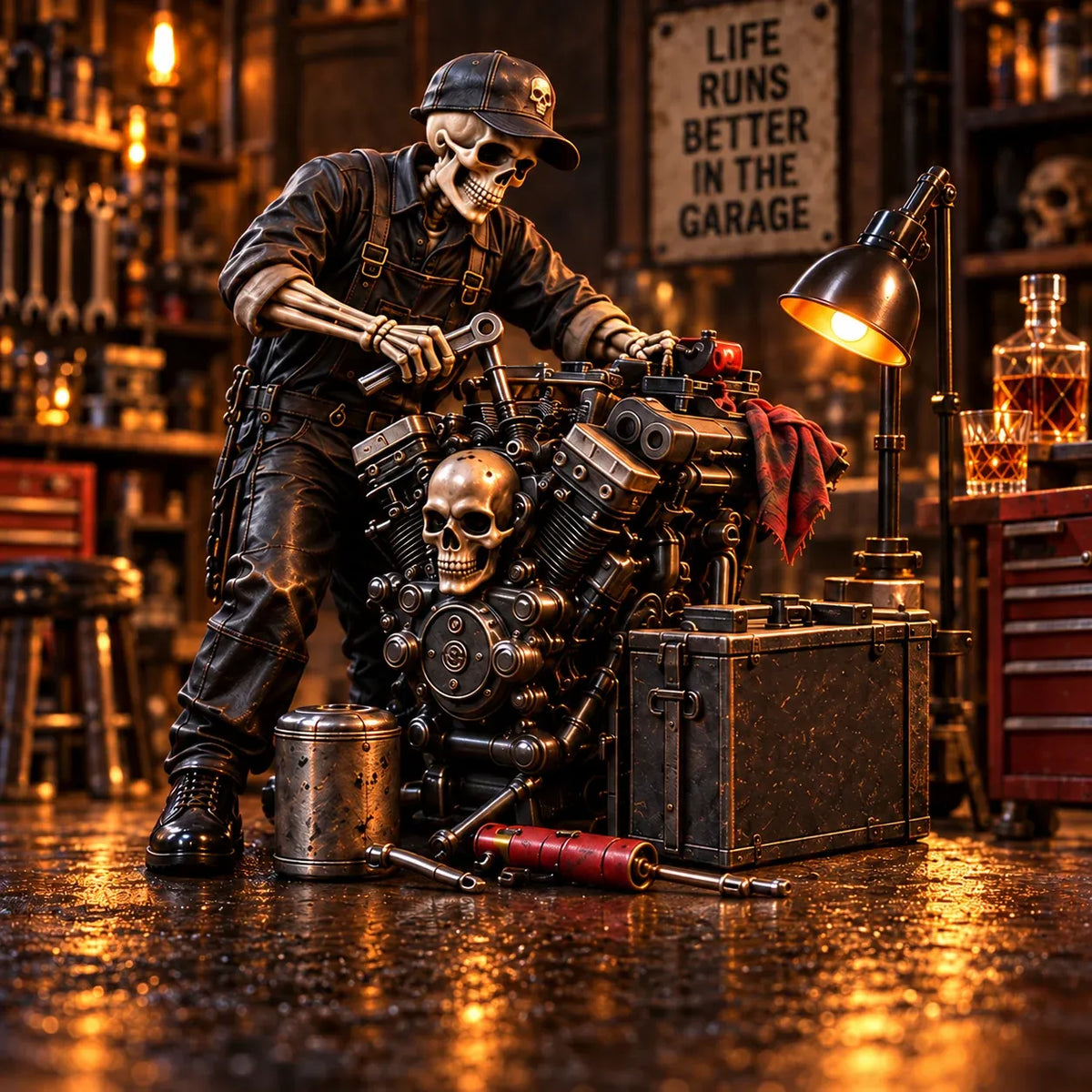 Bad to the Bone 6 Dark Humor Skeleton Collectibles for Men, Man Cave Decor & Unique Gifts