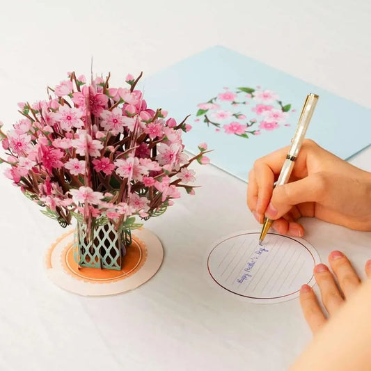 2026 Mother's Day Card -3D Cherry Blossom Flower Bouquet Pop Up Card