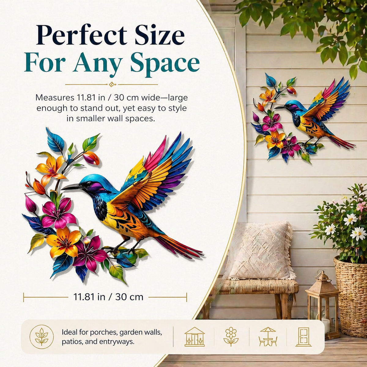 2026 - Hummingbird Bloom Metal Wall Art