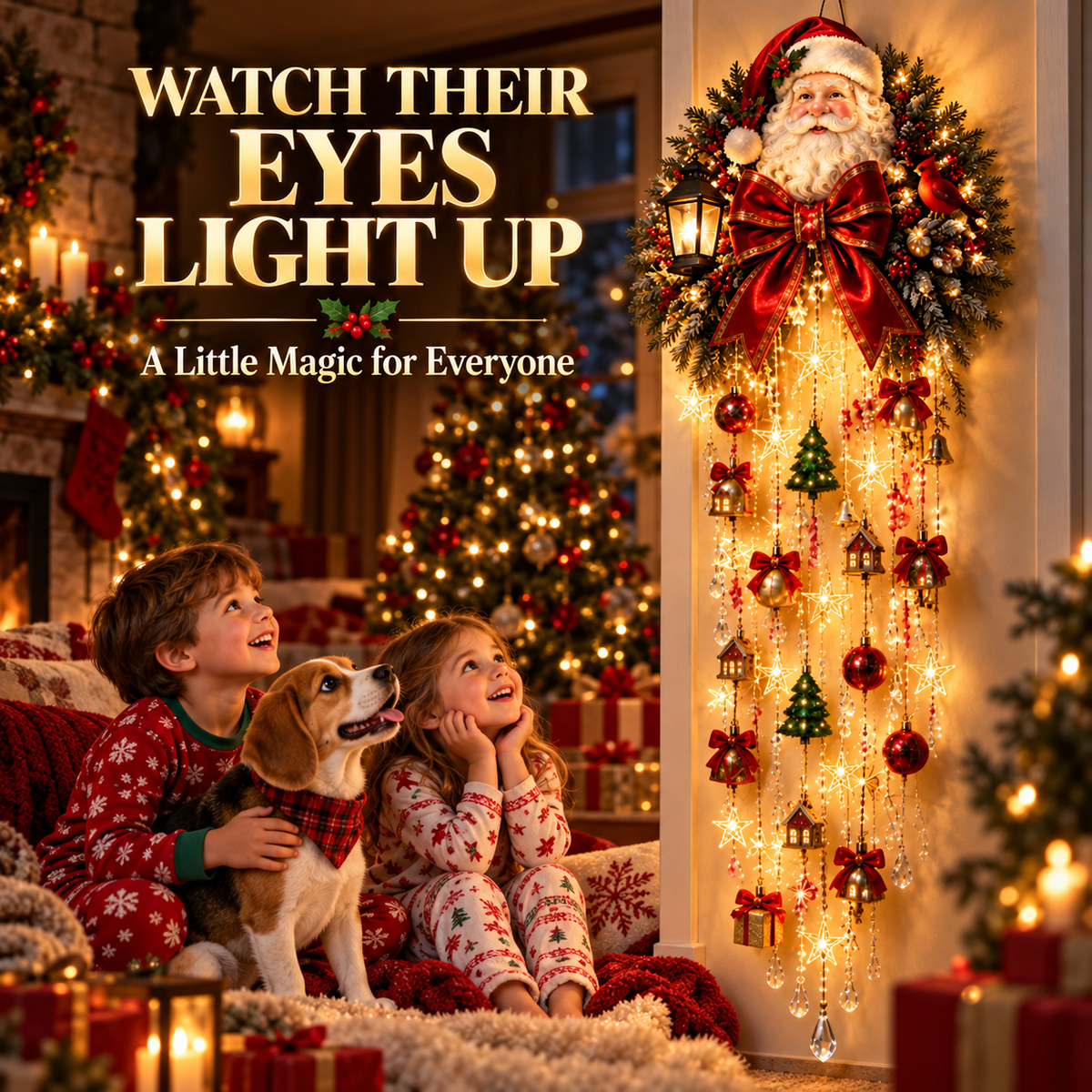 Christmas Magic Cascading Santa Wall Light A Show-Stopping Holiday Display for Your Home