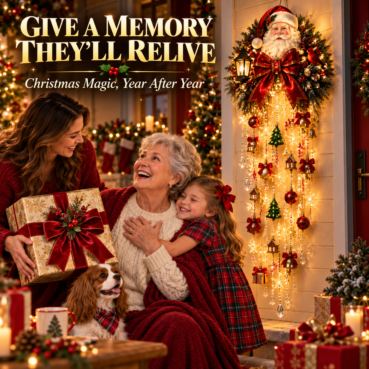 Christmas Magic Cascading Santa Wall Light A Show-Stopping Holiday Display for Your Home