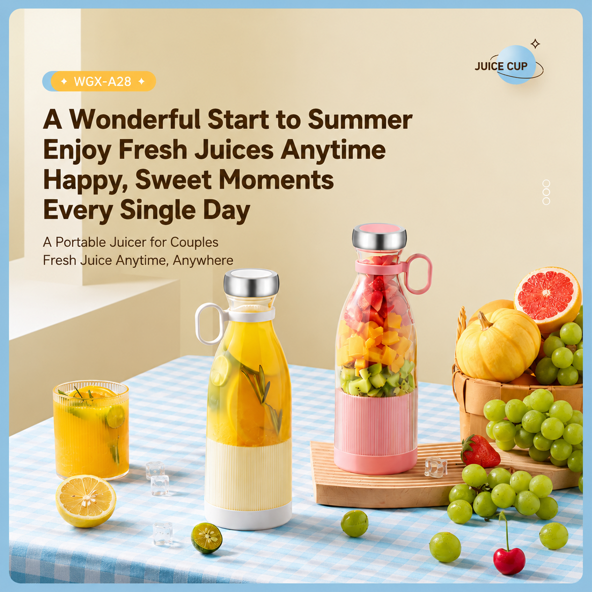 Portable Electric Juicer Cup for Smoothies and Fresh Juice