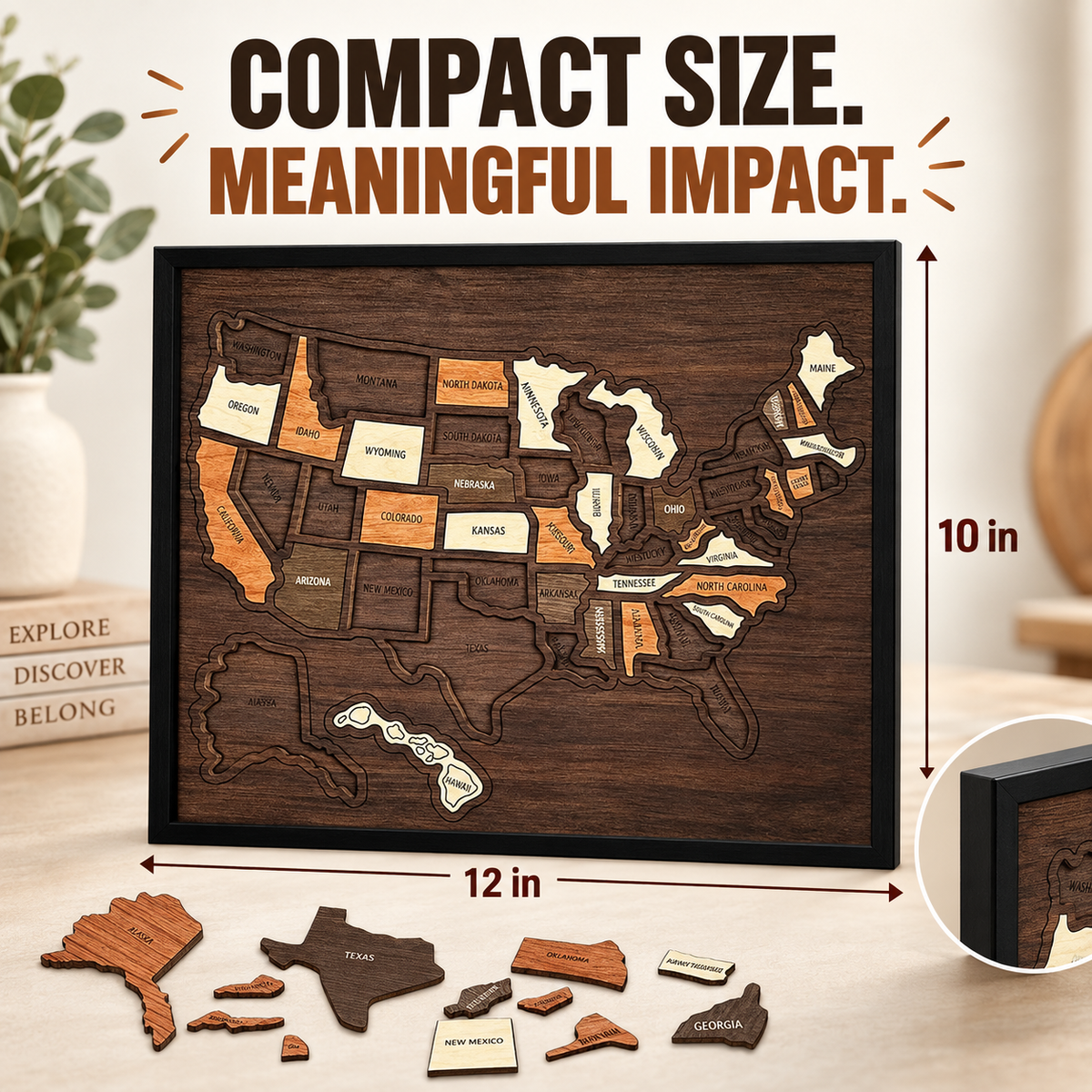 Wooden USA Travel Map Personalized Adventure Memory Wall Decor Gift