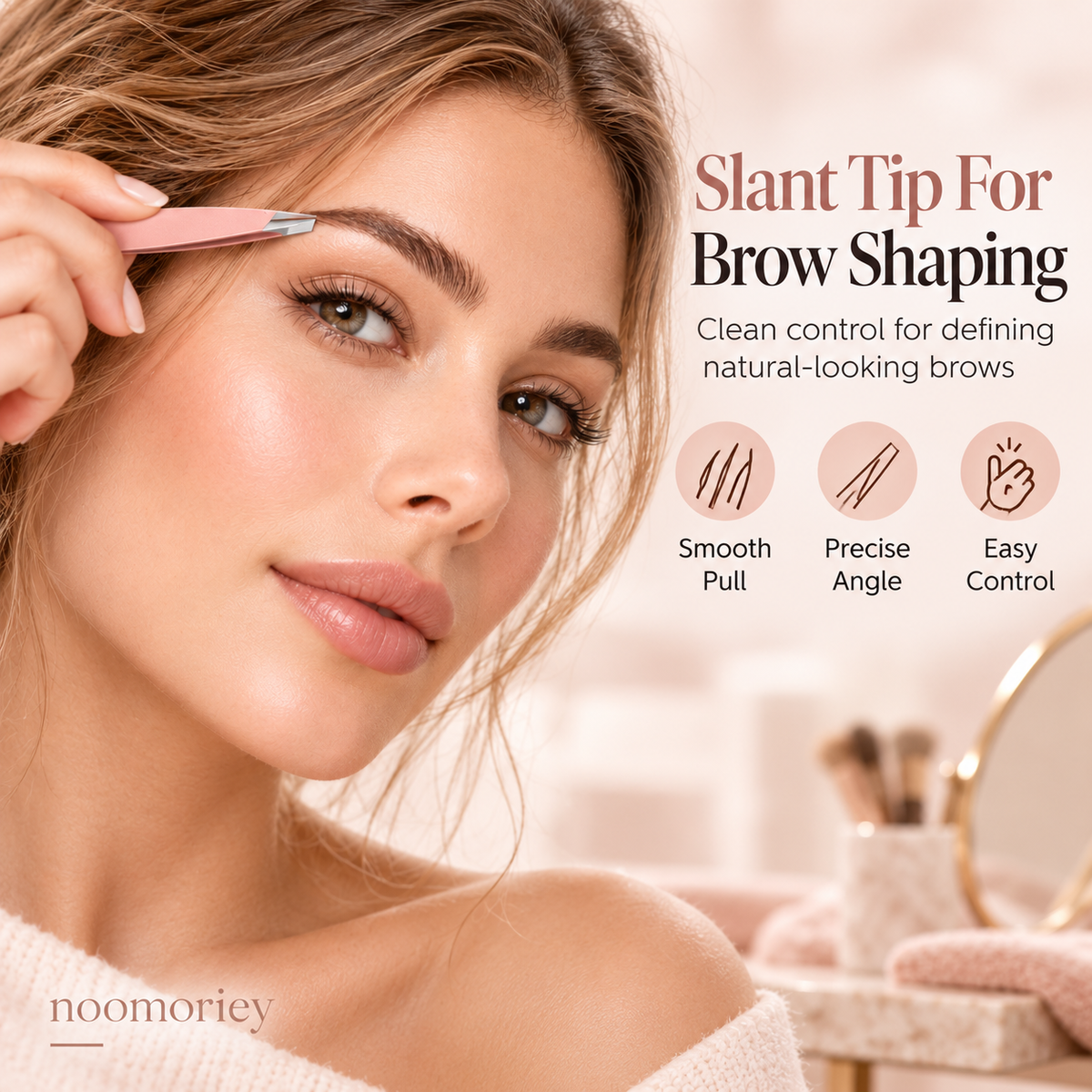 4-Piece Stainless Steel Beauty Tweezers Set Flat-Tip Eyebrow, Hair Removal & False Lash Tools