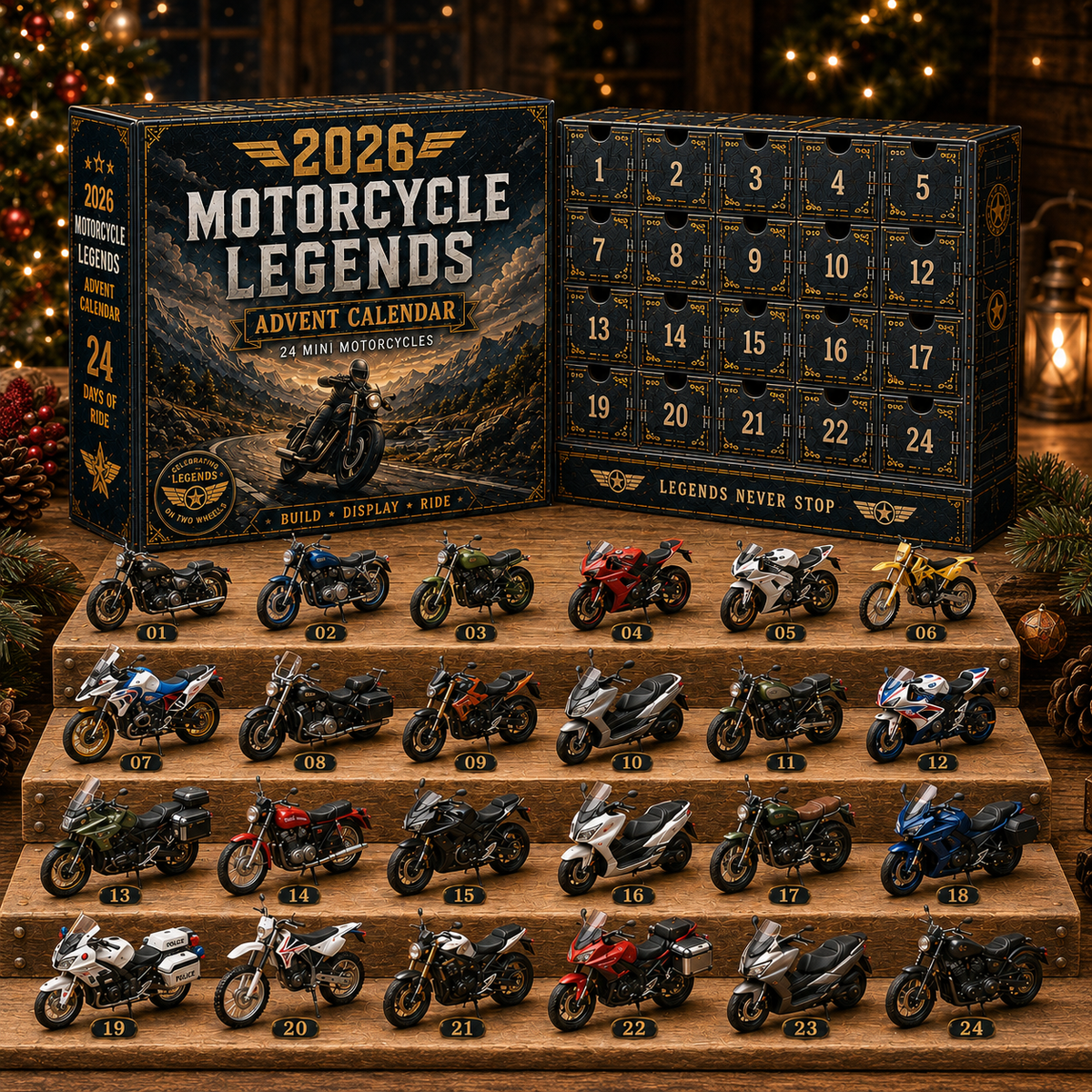 2026 Motorcycle Legends Advent Calendar 24 Days, 24 Mini Motorcycles, 24 Legendary Rides