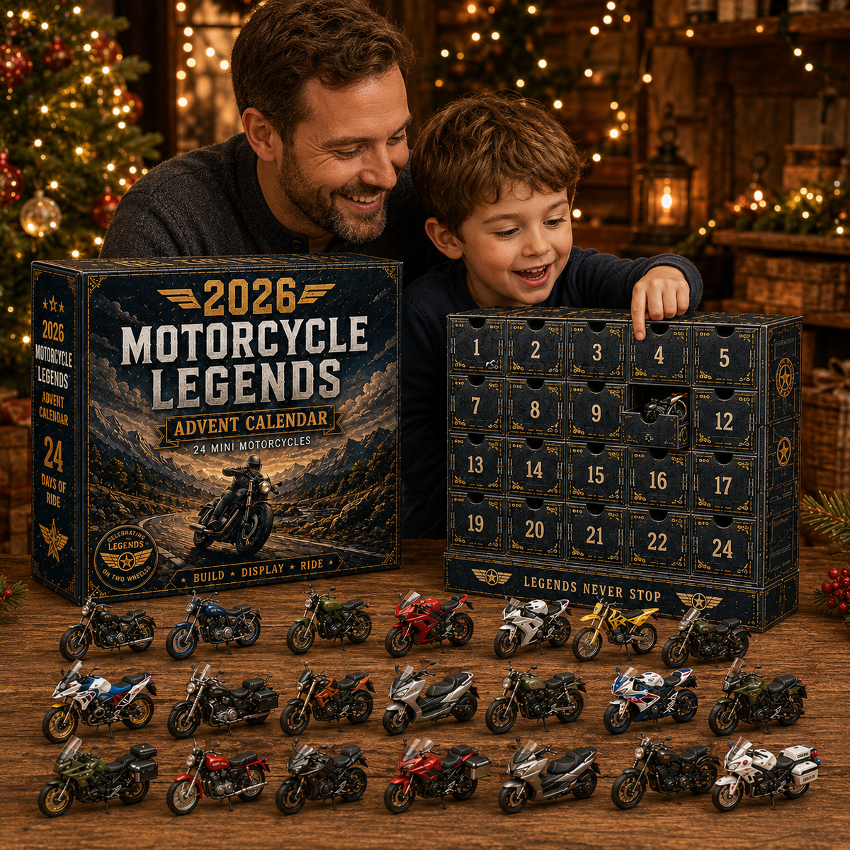2026 Motorcycle Legends Advent Calendar 24 Days, 24 Mini Motorcycles, 24 Legendary Rides