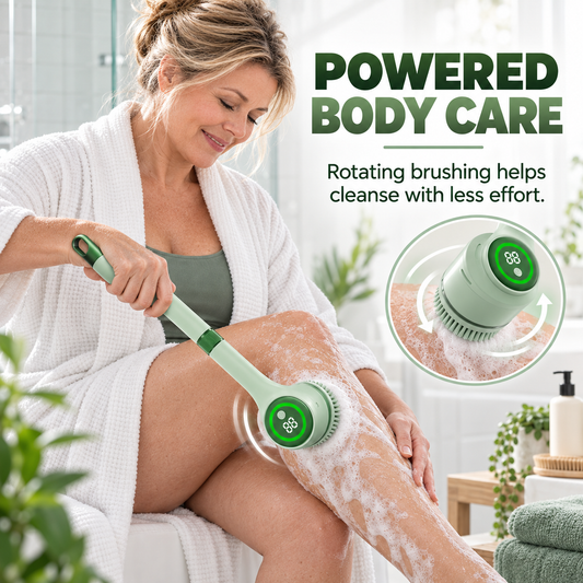 5-in-1 Long-Handle Electric Body Scrubber with Digital Display