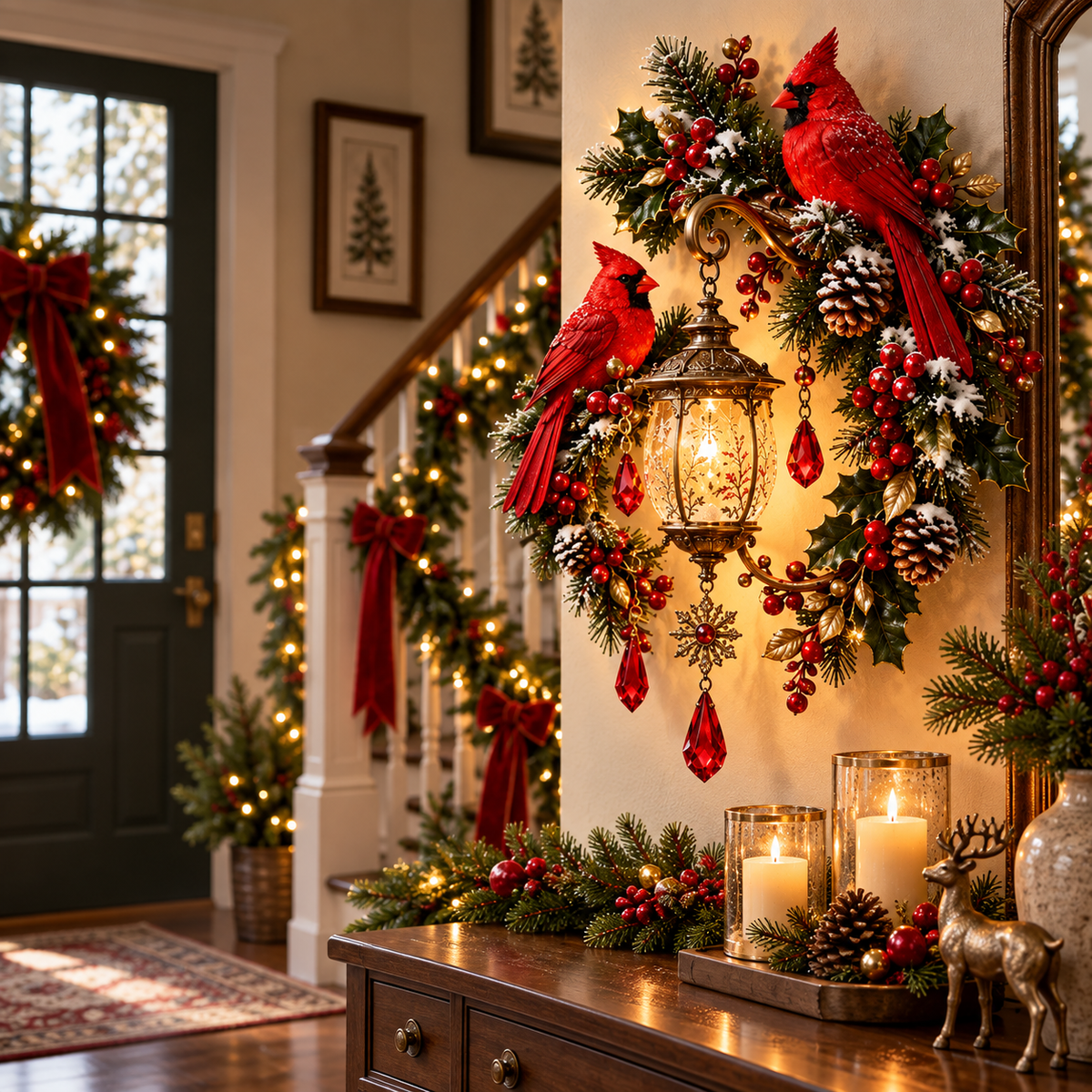 Cardinal Lantern Wall Decor A Warm Holiday Glow