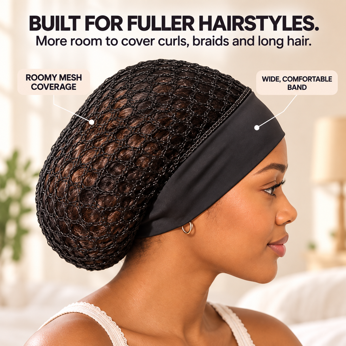 3-Pack Breathable Hair Protection Caps for Curls