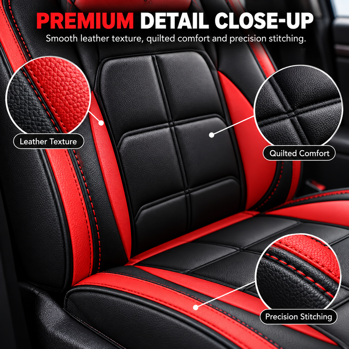 5-Seater Universal Leather Car Seat Cover Set