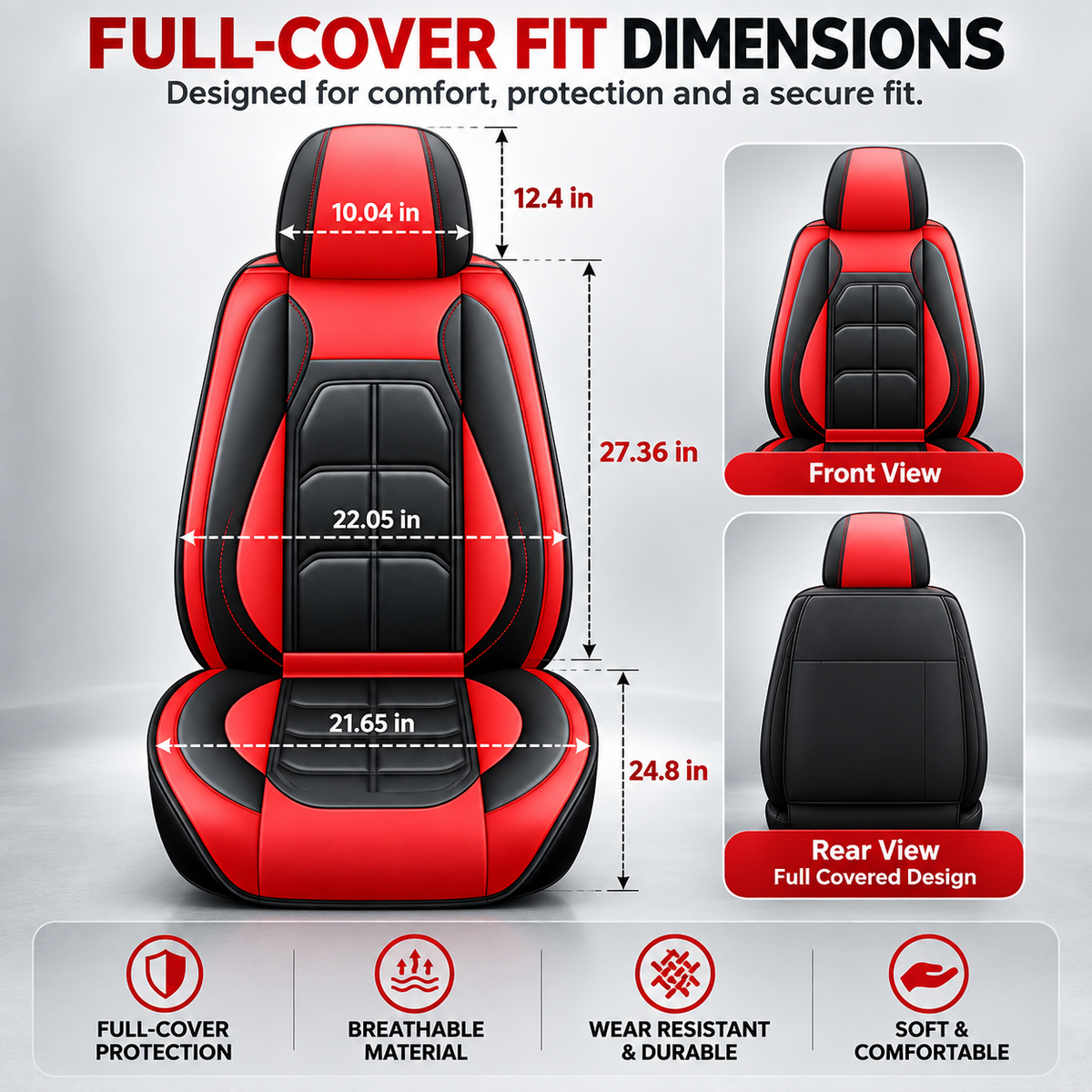 5-Seater Universal Leather Car Seat Cover Set