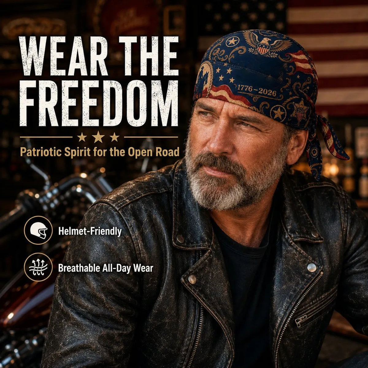 America 250 Cycling Pirate Hat / Biker Headwrap