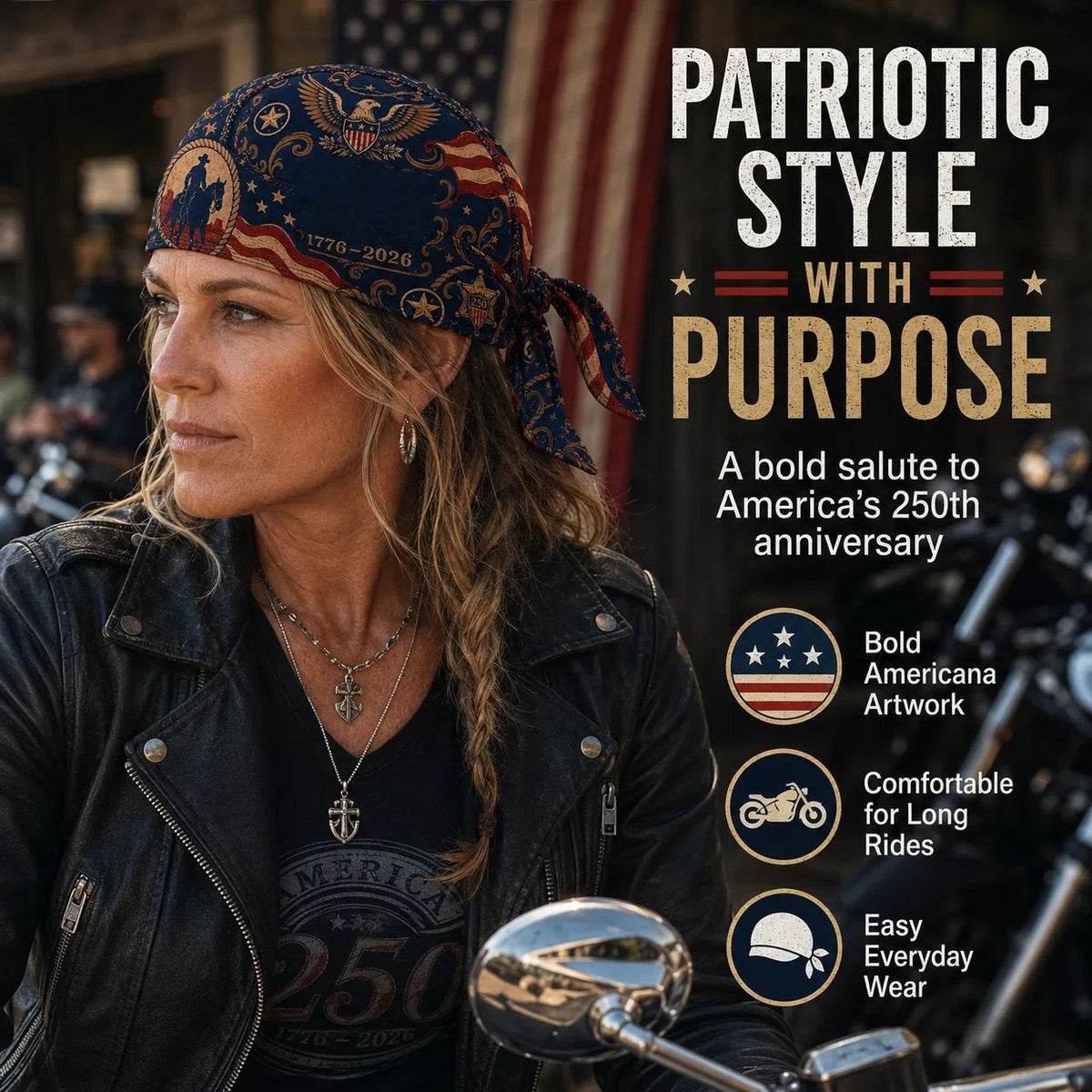 America 250 Cycling Pirate Hat / Biker Headwrap