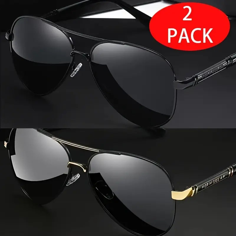 2 Pack Polarized Aviator Sunglasses Unisex
