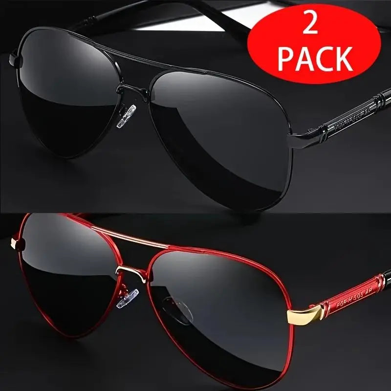 2 Pack Polarized Aviator Sunglasses Unisex