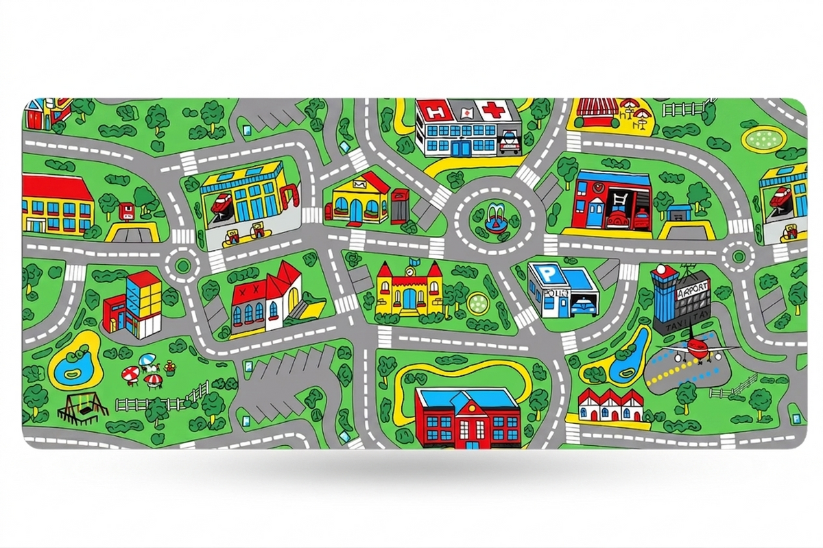 Nostalgic Road Map Desk Mat Retro City Mouse Pad
