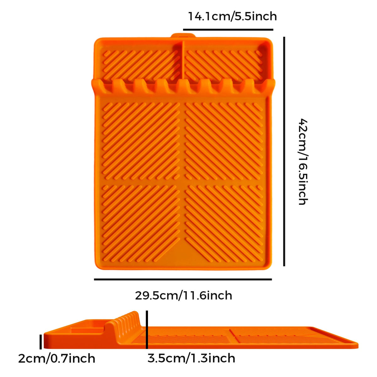 16.5" 11" Silicone Grill Side Shelf Mat Heat-Resistant, Non-Slip & Dishwasher Safe BBQ Organizer