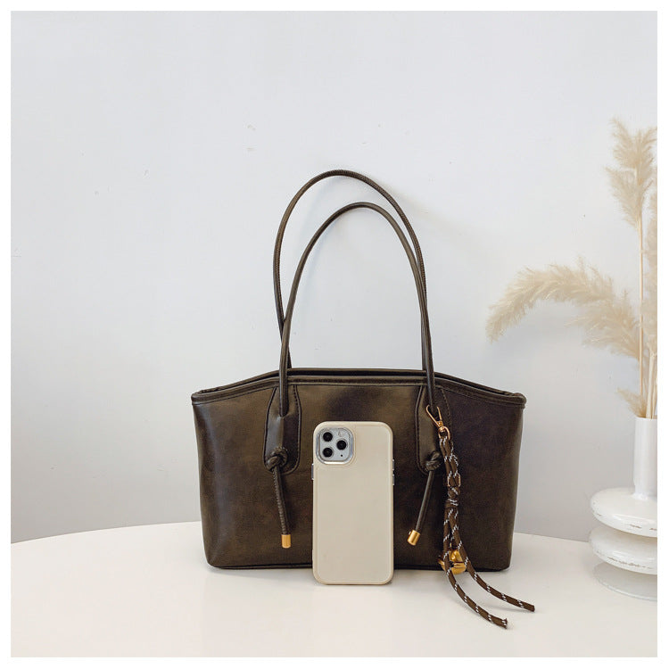Women's Elegant Solid Color Large Capacity Shoulder Bag | Trendy Versatile Tote for Daily Commute & Casual Use