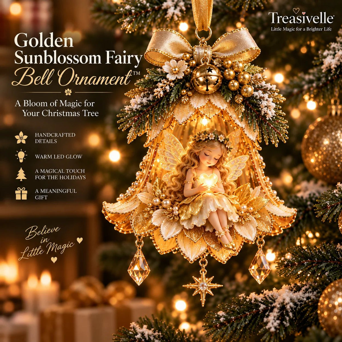 Enchanted Fairy Bell Christmas Ornament