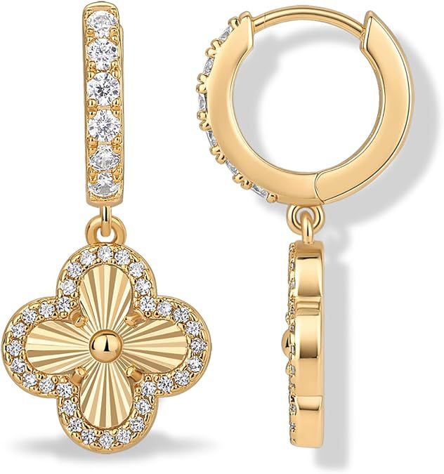 14K Gold-Plated Four-Leaf Clover Bracelet Lucky Charm Jewelry for Women