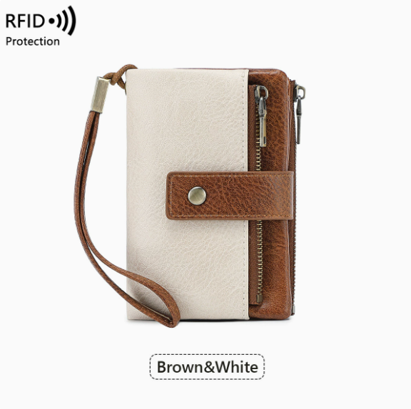Women's Retro Style RFID Blocking Tri-fold Wallet