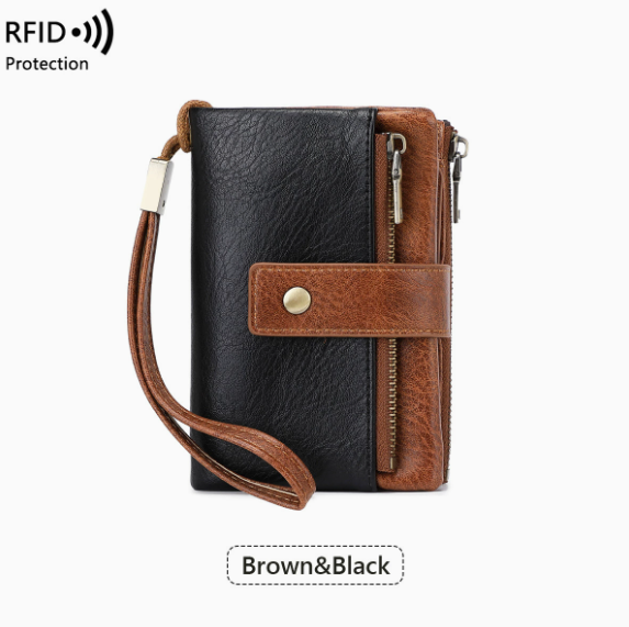 Women's Retro Style RFID Blocking Tri-fold Wallet