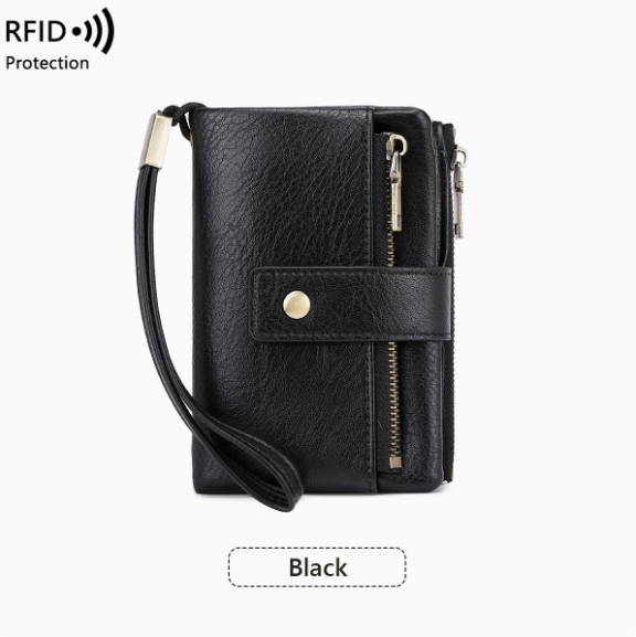 Women's Retro Style RFID Blocking Tri-fold Wallet