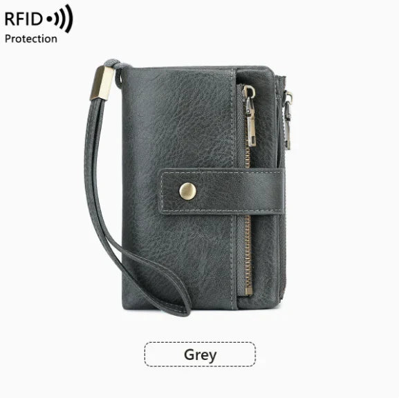 Women's long wallet, stylish clutch, elegant solid color RFID blocking leather wallet!