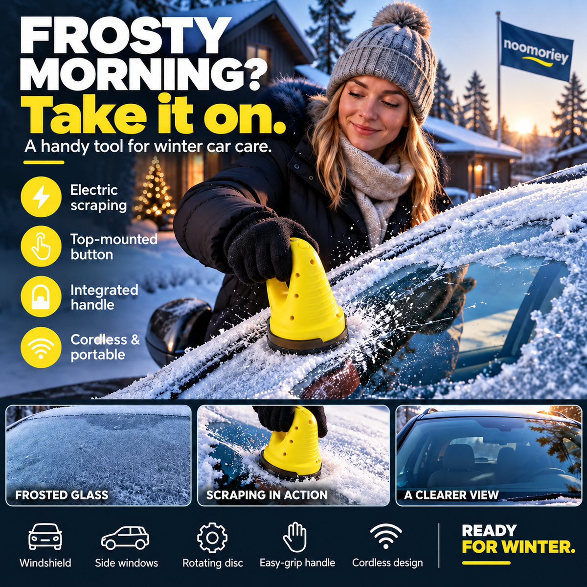 Cordless Electric Ice Scraper Clear Frost, Drive with Confidence!