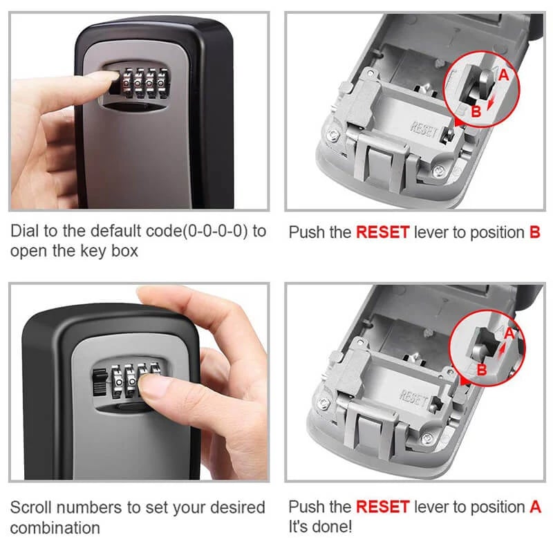Wall Mount Resettable Combination Key Box Rust Proof, Large Storage, Heavy Duty
