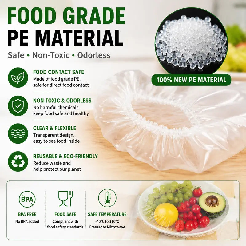 Disposable Elastic Stretch Food Covers 100PCS | Quick Food Storage for Bowls & Plates