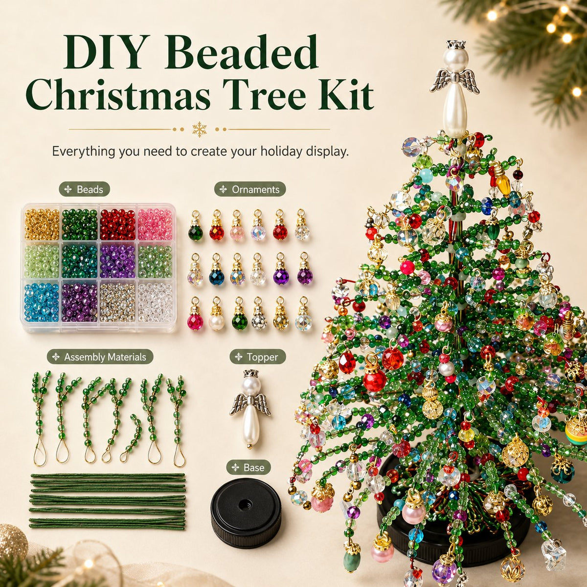 DIY Beaded Christmas Tree Kit Create Your Own Sparkling Holiday Decoration