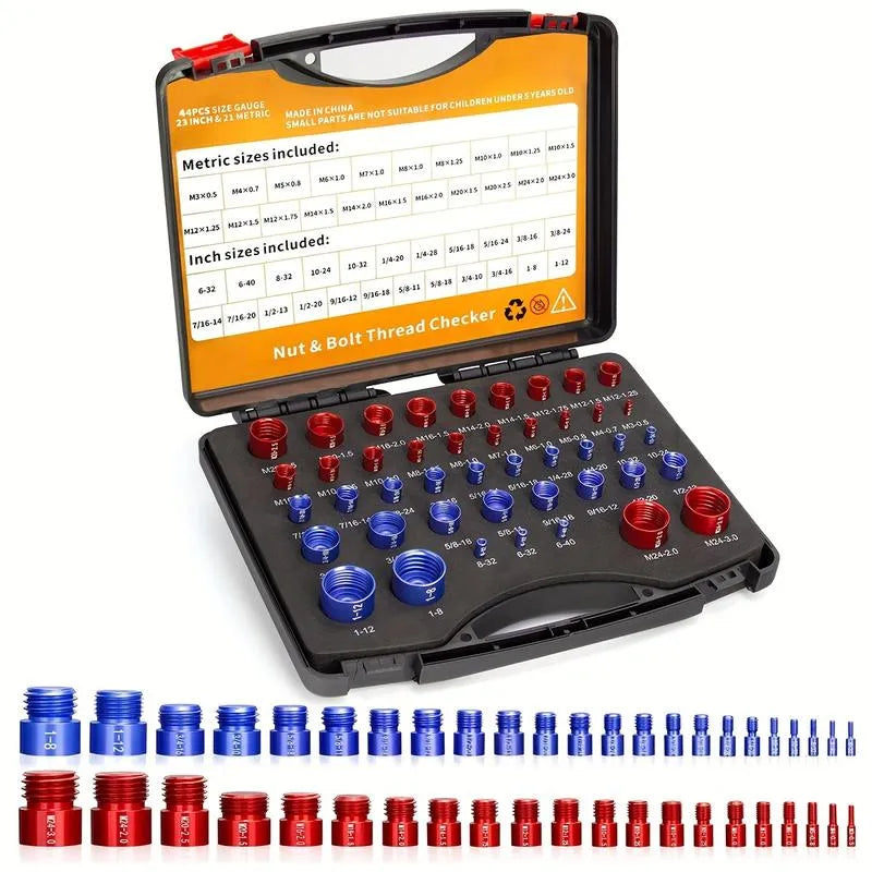 44Pcs Alloy Nut and Bolt Thread Inspector Charge