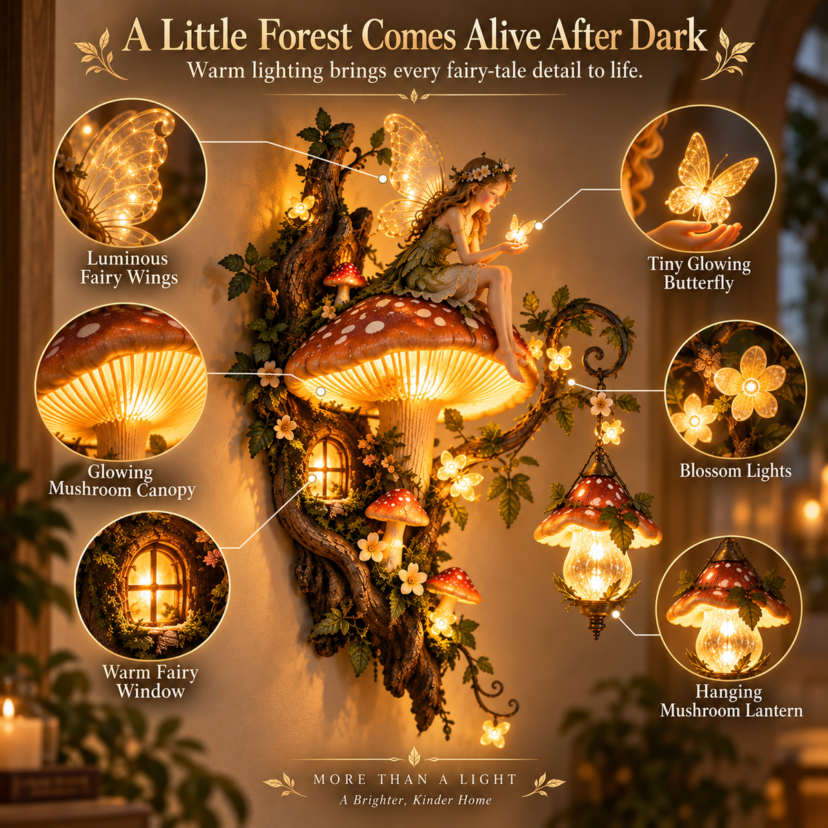Enchanted Mushroom Fairy Wall Light