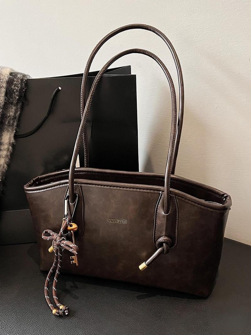 Women's Elegant Solid Color Large Capacity Shoulder Bag | Trendy Versatile Tote for Daily Commute & Casual Use