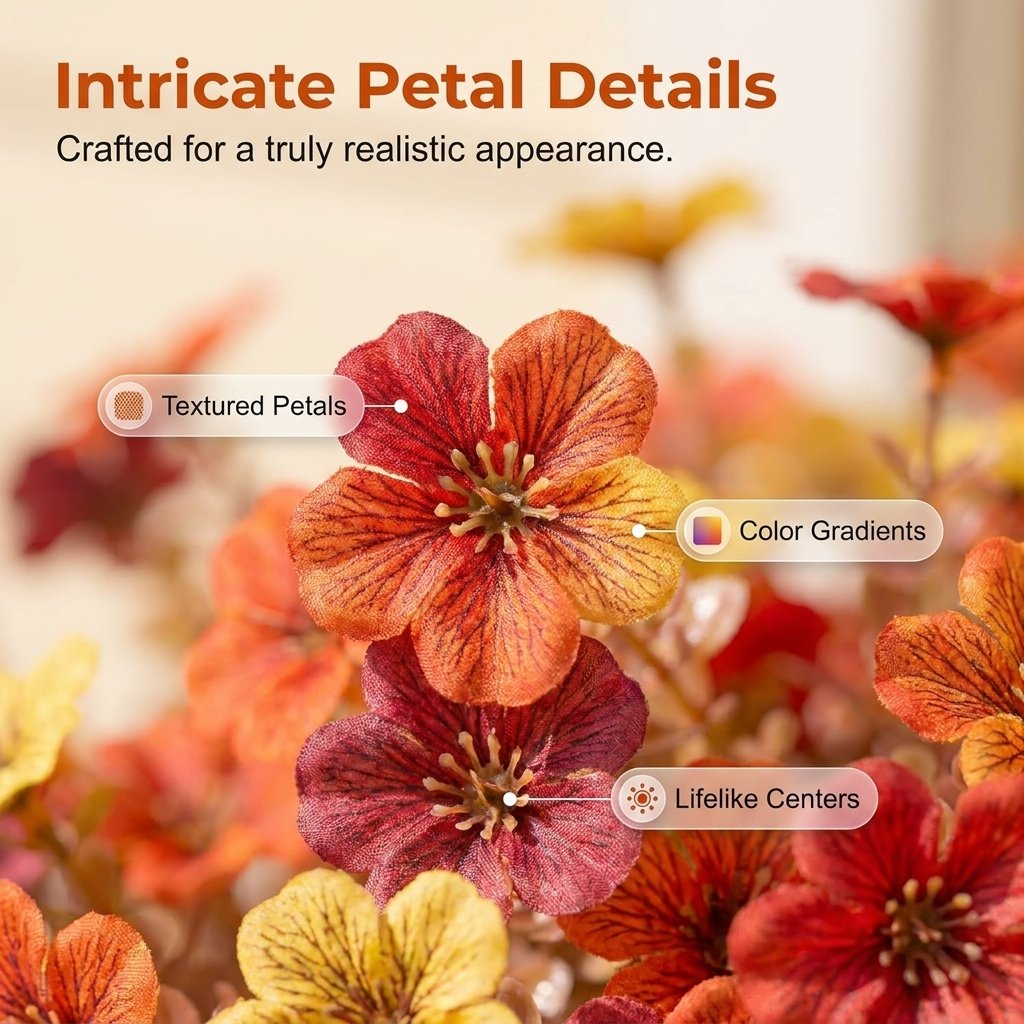 Artificial Autumn Violet Flower Bouquet Weatherproof Faux Fall Floral Stems for Porch & Home