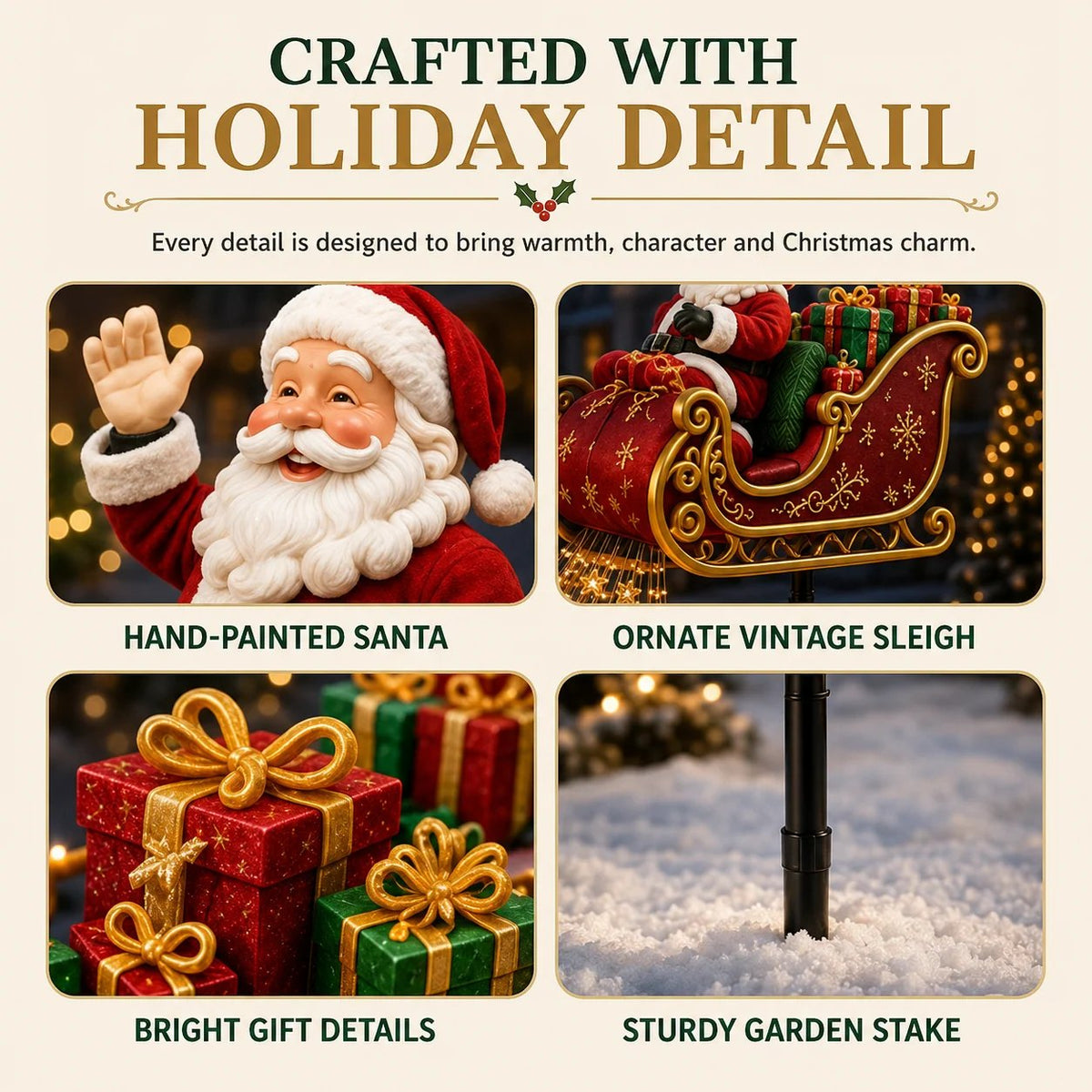 2026 Santa s Flying Sleigh Gift Cascade Solar Christmas Garden Light