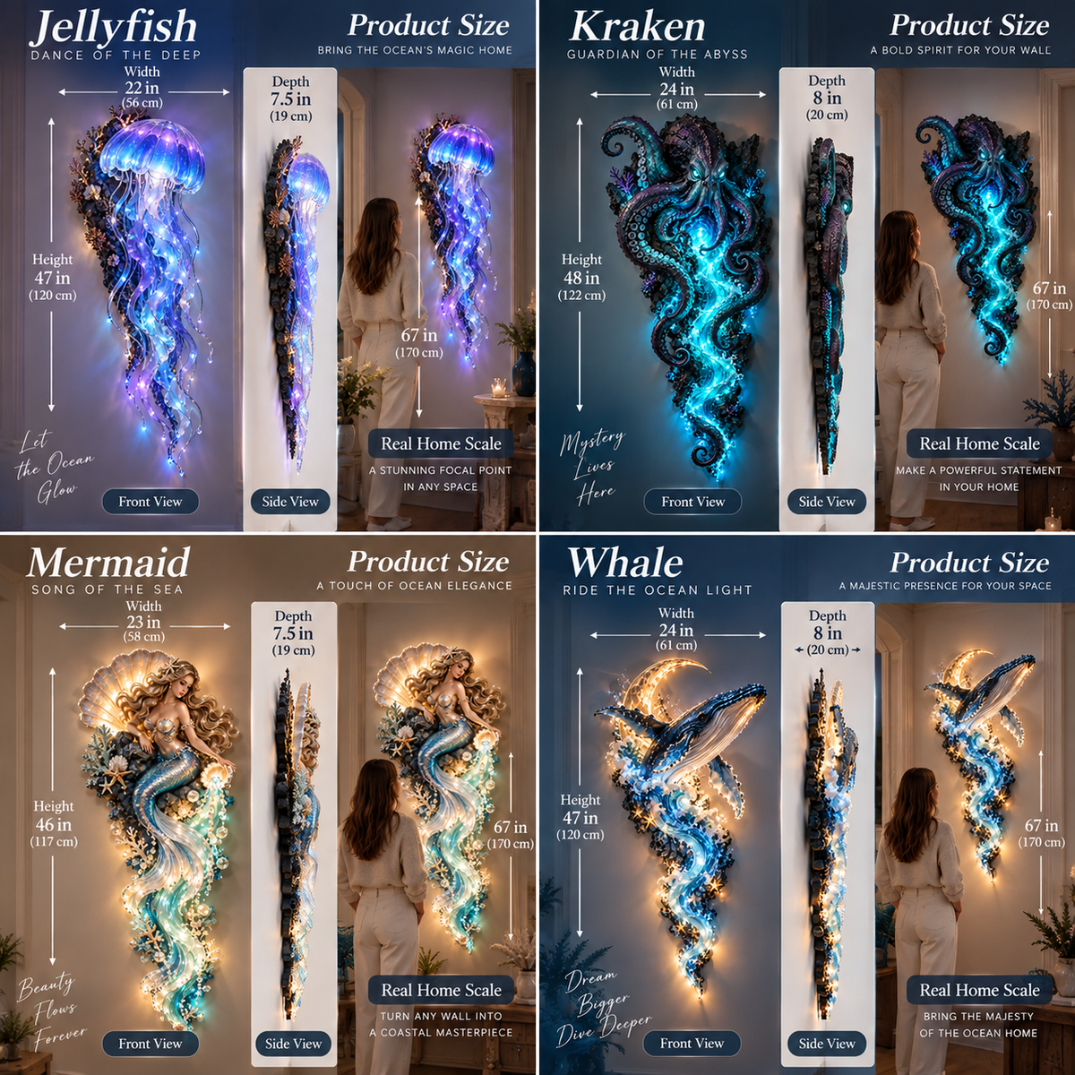 Enchanted Ocean Legends Lighted Wall D cor Collection