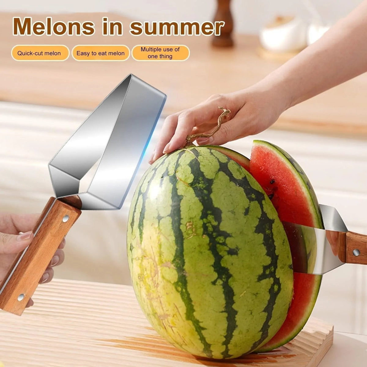 2PCS-Stainless steel watermelon slicer, multi-functional fruit slicer, fruit divider, watermelon cutting tool