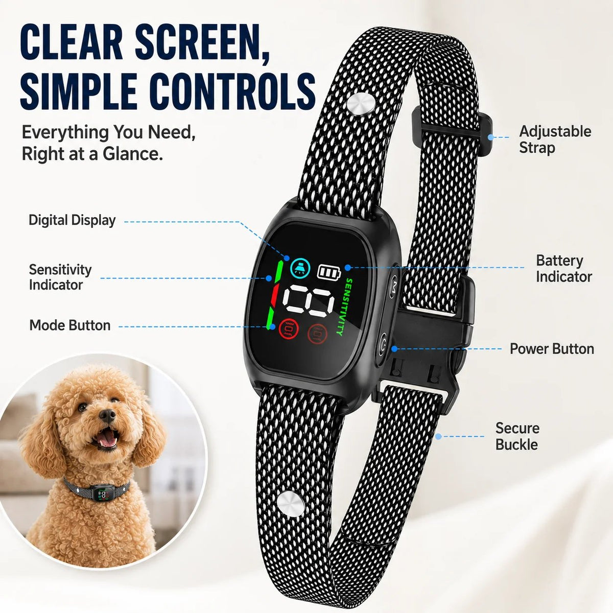 Anti Bark Collar Smart anti false triggering filters out other barks. IP67 waterproof & USB rechargeable worry free