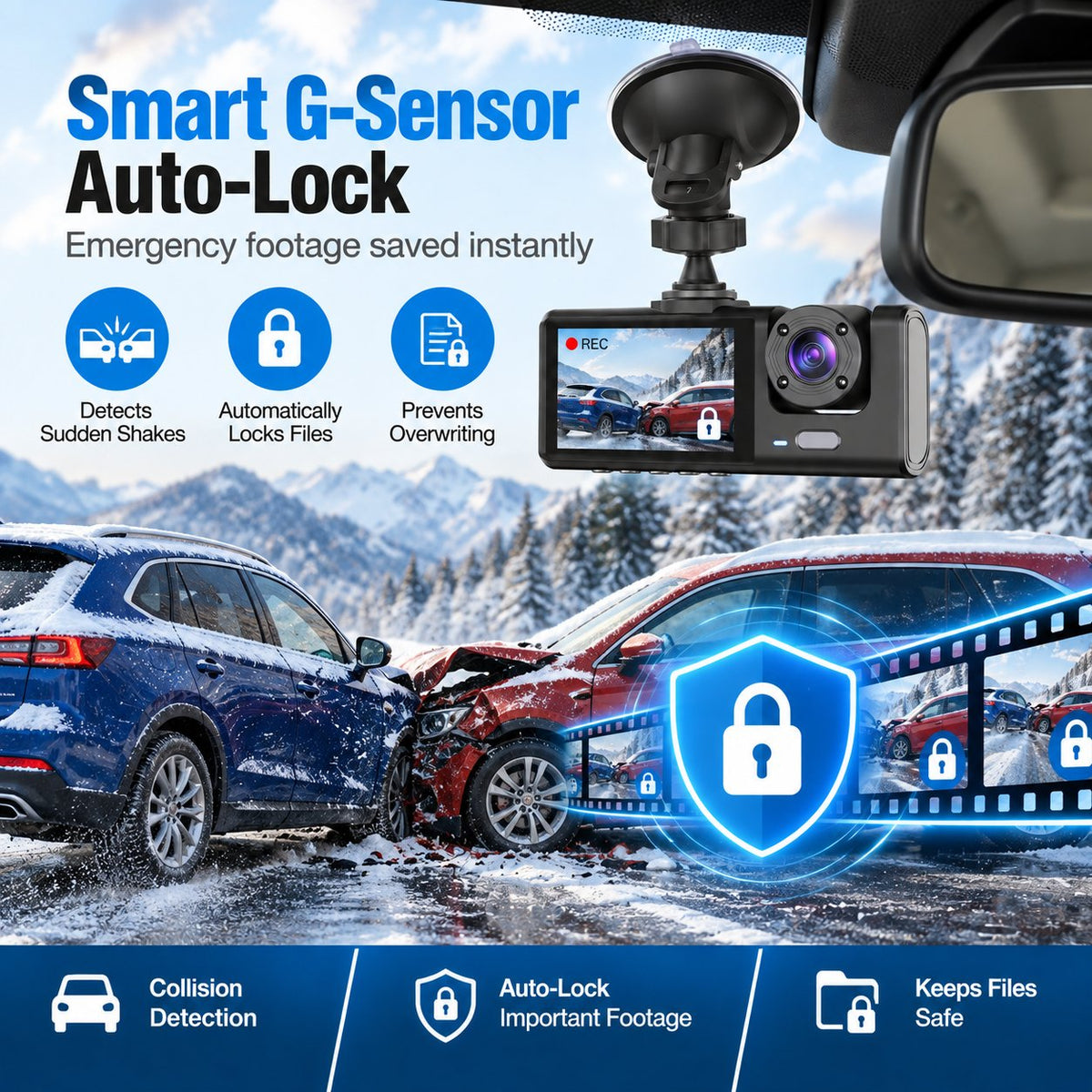 Upgraded 360 Protection Dash Cam Triple-Lens 1080P Front Cabin Rear | WiFi Phone Link Never Drive Blind Again!
